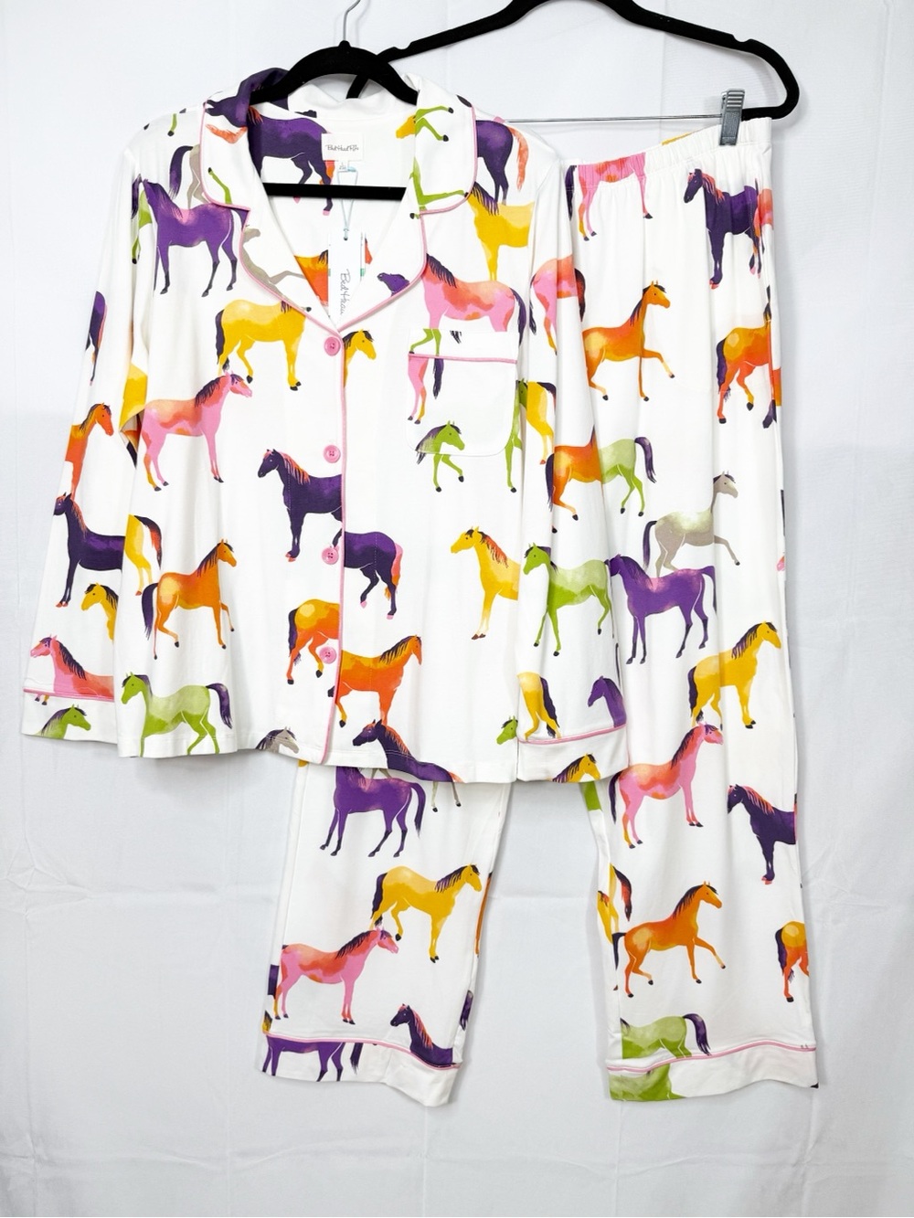 BedHead PJs Long Sleeve Classic Jersey Two Piece Pajama Set Equestrian Parade - Picture 3 of 16